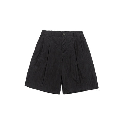 Solid color loose silhouette anti splash water pressure pleated suit shorts for men