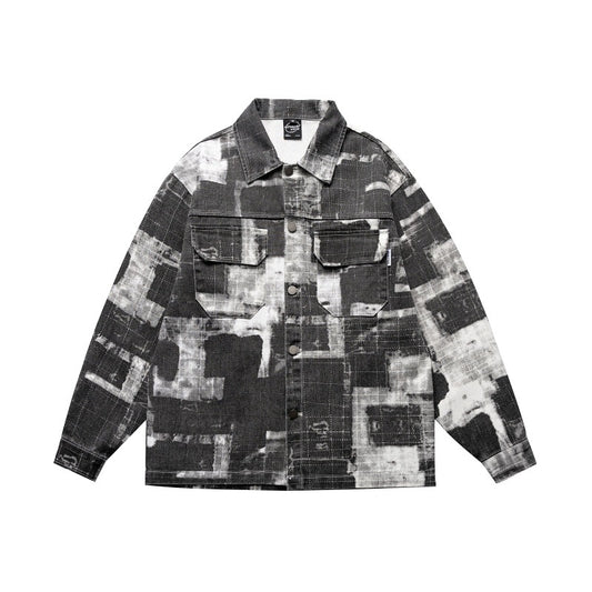 Fully printed washed collared shirt