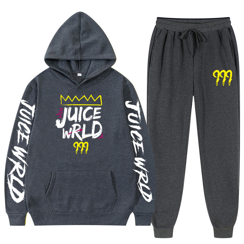 New rapper hoodie set, loose fitting men's and women's hooded hoodie+sweatpants