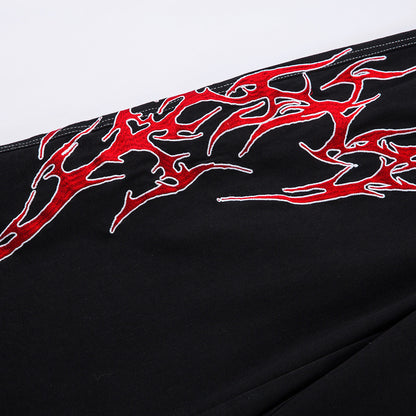 Sense Thorns Embroidery Pattern Wide Leg Denim Trousers Men's Niche Hip Hop Trendy Flared Loose Floor-Length Pants
