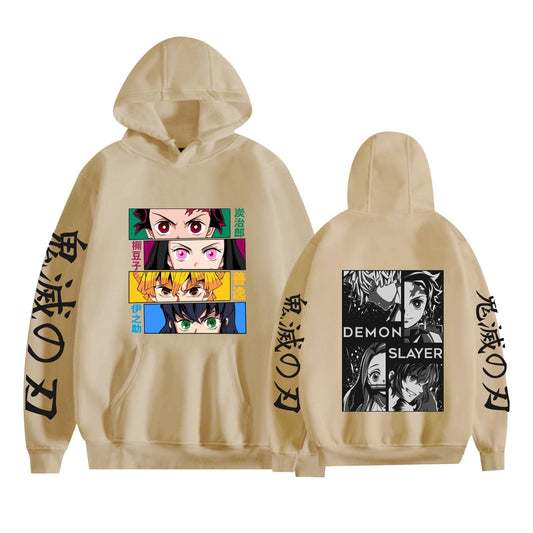 Ghost Annihilation Blade Apricot Shoulang Plus Velvet Large Couple Hoodie with Hat Sweater