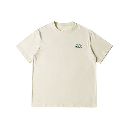 Camping Mountain Print Round Neck T-shirt Men's Short Sleeve