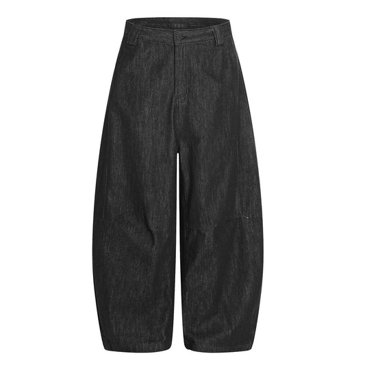 Trendy All-Match Tapered Pants Men's Casual Long Pants Vibe American High Street Pleated Design Solid Color Banana Scythe Pants