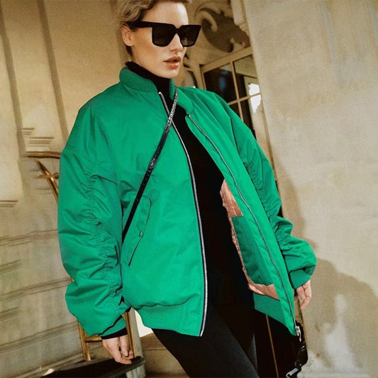 Women's Retro Vintage Letter Printed Green Jackets Y2K Oversized Long Sleeve Hoodie Sweatshirts Autumn Winter Streetwear