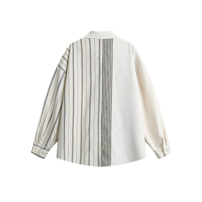 Splicing striped casual shirt