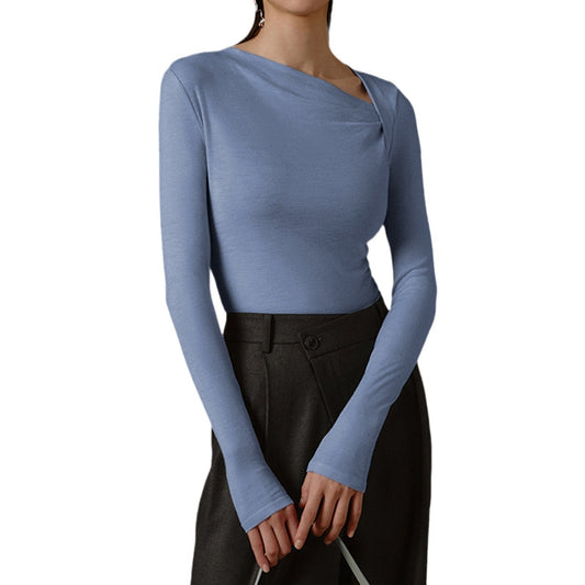 Slant neck women's T-shirt