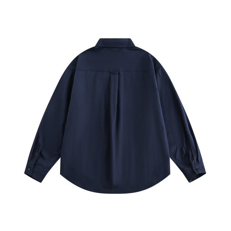Multi pocket long sleeved men's loose shirt with workwear