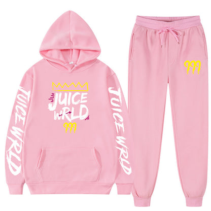 New rapper hoodie set, loose fitting men's and women's hooded hoodie+sweatpants