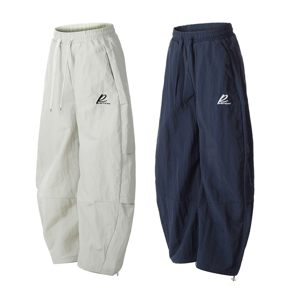 Loose Wide-Leg Tapered Casual Pants for Men with High-Street Pleated Design and Pressed Crease Long Trousers