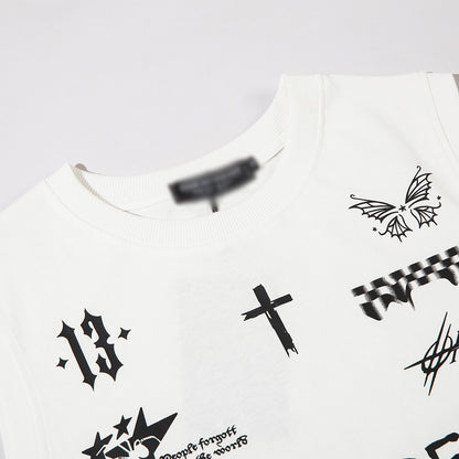 Hip Hop Trendy Letter Cross Print Casual Tank Top Summer Men's INS Sports Loose Sleeveless Vest T-Shirt
