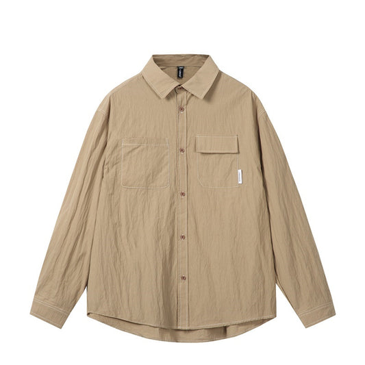Solid color long sleeved shirt men's and women's workwear shirt