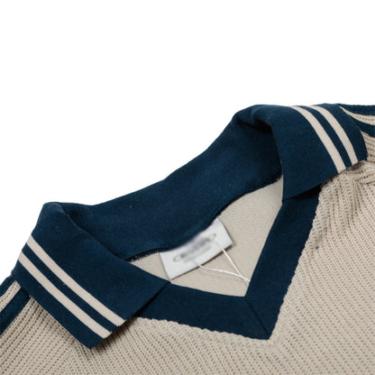 Summer Men's Polo Shirt Spliced Stripe Three-Stripes V-Neck Flip Collar Short Sleeve T-Shirt High Street Trendy Loose Top