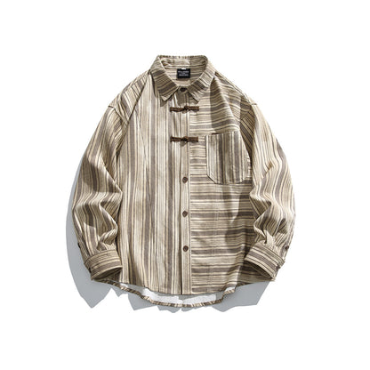 Buckled long sleeved striped shirt for men and women