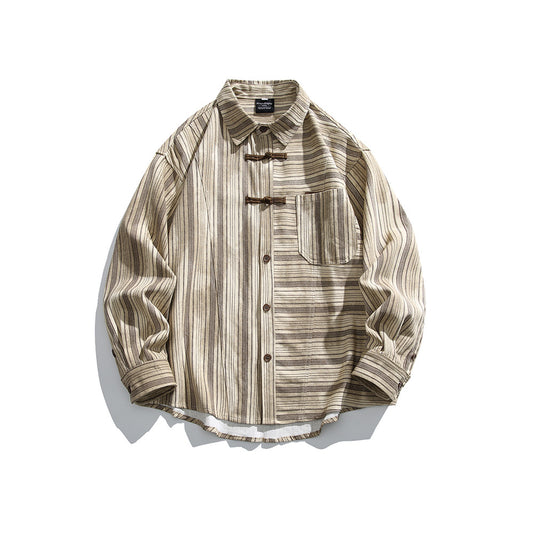 Buckled long sleeved striped shirt for men and women
