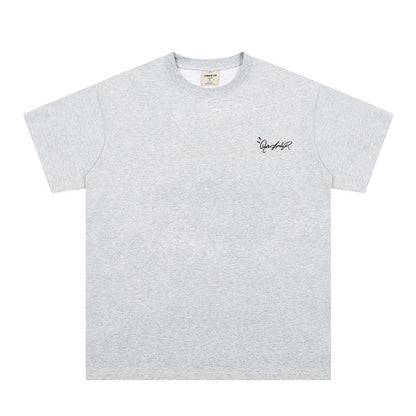Artistic Letter Embroidery Casual Short Sleeve T-Shirt Hip Hop Loose Crew Neck Half-Sleeve Top for Men
