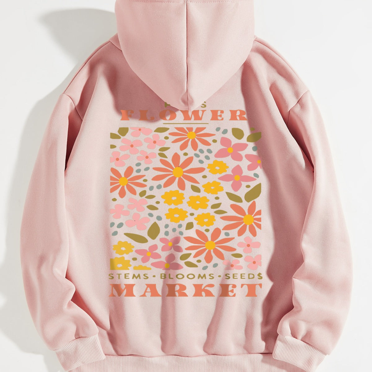 Floral pattern hoodie European and American hooded sweatshirt Plain letter sweatshirt Oversized Hoodie
