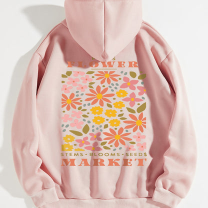 Floral pattern hoodie European and American hooded sweatshirt Plain letter sweatshirt Oversized Hoodie
