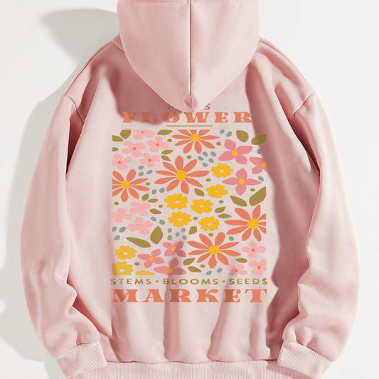 Floral pattern hoodie European and American hooded sweatshirt Plain letter sweatshirt Oversized Hoodie