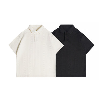 Jacquard texture polo shirt short sleeved men's T-shirt