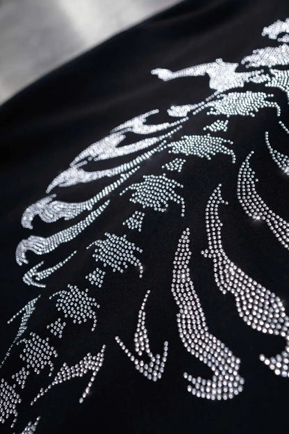 Men's Rhinestone Letter Zip Up Long Sleeve Hoodie
