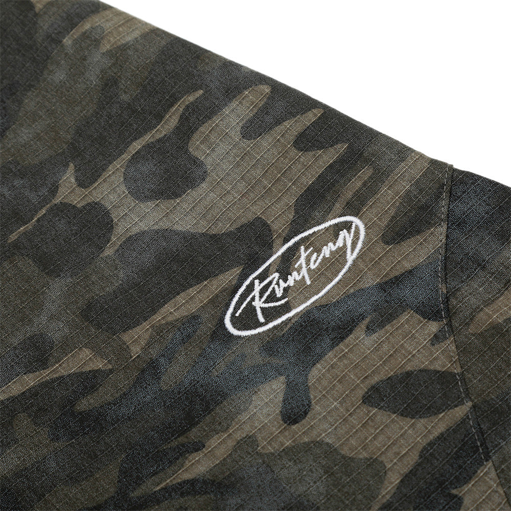 Retro Camouflage Slant Pocket Casual Pants Men's Workwear Long Pants Splicing Deconstruction Design Loose Wide Leg Banana Pants