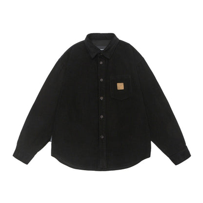 Simple solid color top men's lapel shirt
