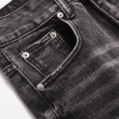 Washed Distressed Wide-Leg Jeans Men's European and American Punk INS Personalized Loose Hole Frayed Flare Pants