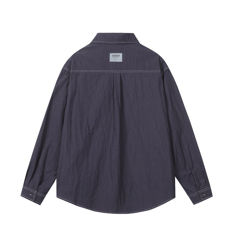 Solid color long sleeved shirt men's and women's workwear shirt
