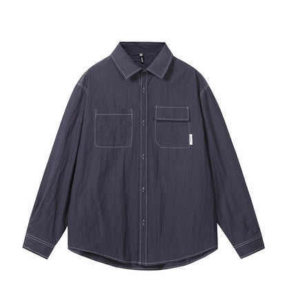 Solid color long sleeved shirt men's and women's workwear shirt