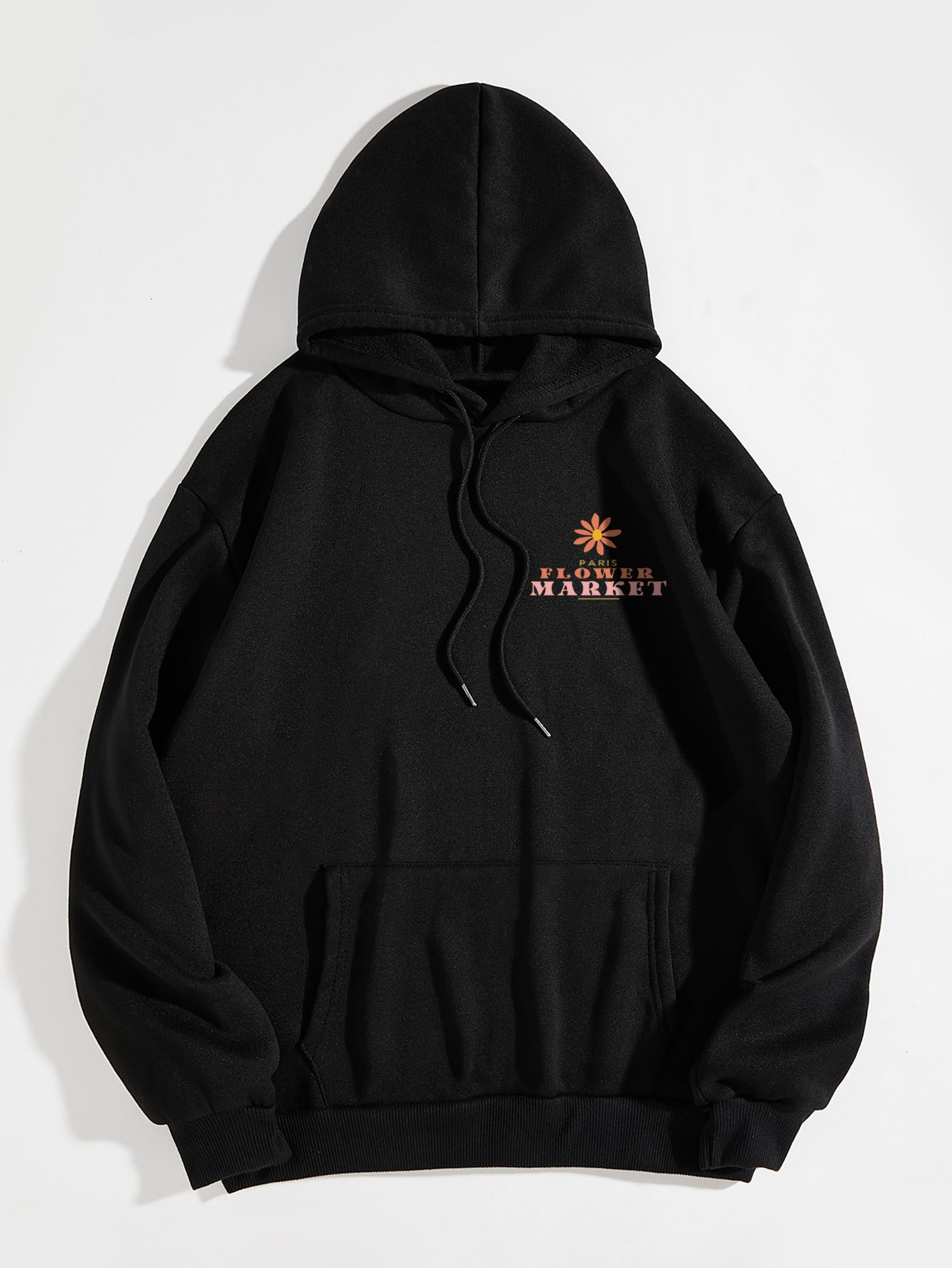 Floral pattern hoodie European and American hooded sweatshirt Plain letter sweatshirt Oversized Hoodie