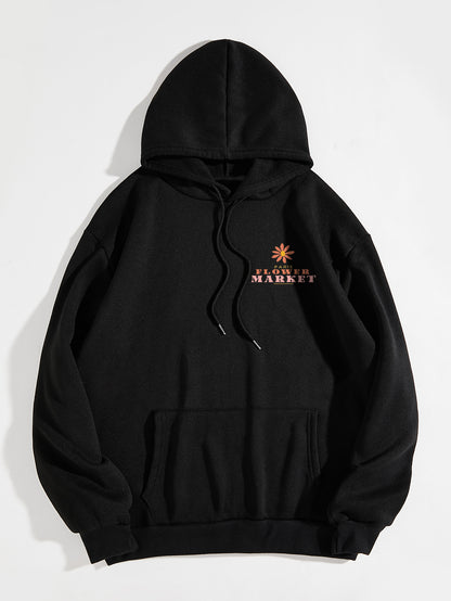 Floral pattern hoodie European and American hooded sweatshirt Plain letter sweatshirt Oversized Hoodie