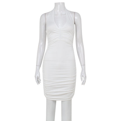 Summer Women's V-neck Low cut Hanging Neck Tight Dress