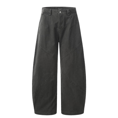 Loose Wide-Leg Denim Slash Pants Men's Street Fashion Workwear Long Pants Distressed Washed Punk Deconstructed Patchwork Banana Pants