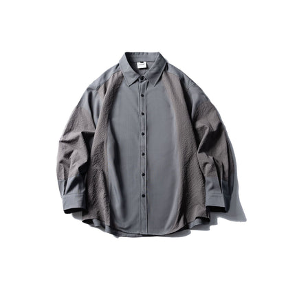 Deconstructing Bubble Yarn Color blocked Splicing Long sleeved Shirt