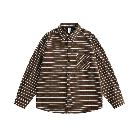 Workwear striped long sleeved shirt for casual men and women