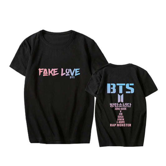 KPOP BTS Bangtan Boys Album Love Yourself Tear FAKE LOVE O-Neck Hip Hop Tshirt T Shirts Short Sleeve Tops T-shirt