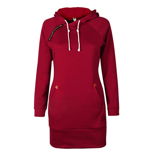 Awaytr Autumn Womens Casual Sweatshirt Dress Ladies Long Sleeve Hoodie Hooded Sweater Pullover Jumper Dress Vestidos femininos