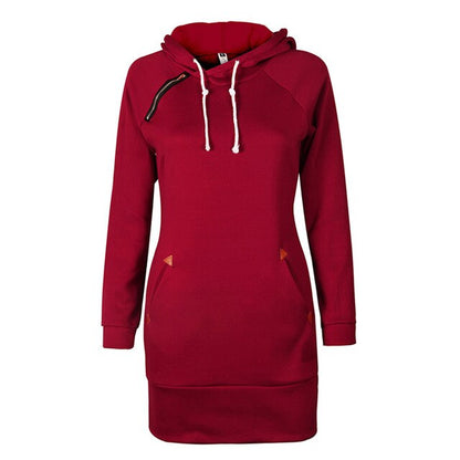 Awaytr Autumn Womens Casual Sweatshirt Dress Ladies Long Sleeve Hoodie Hooded Sweater Pullover Jumper Dress Vestidos femininos