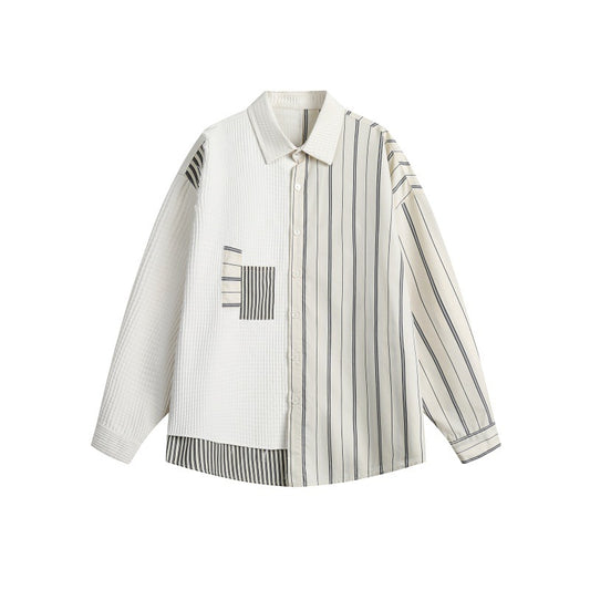 Splicing striped casual shirt