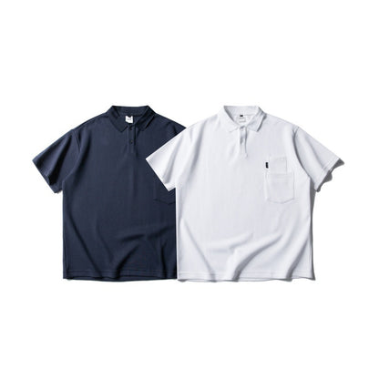Double patch pocket design loose polo shirt