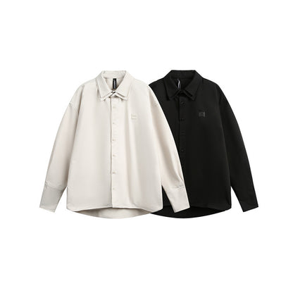 Loose heavy industry fake two long sleeved shirts