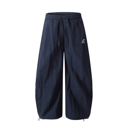 Loose Wide-Leg Tapered Casual Pants for Men with High-Street Pleated Design and Pressed Crease Long Trousers