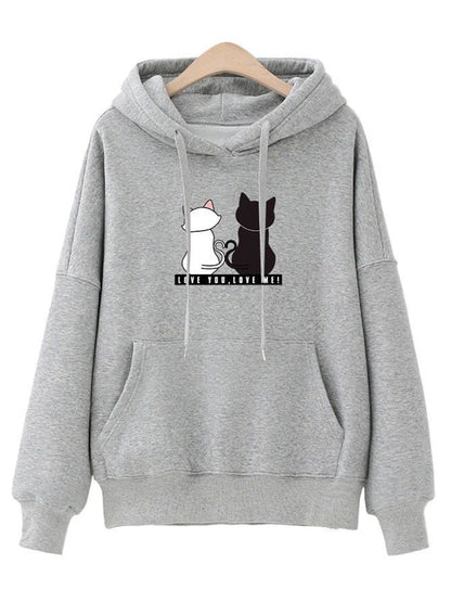 Streetwear Hoodies Women Sweatshirt Autumn Long Sleeve Hoodies Harajuku Hoodie Cute Cat Print Sweatshirt for Women