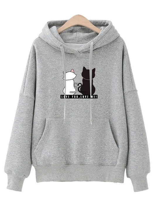 Streetwear Hoodies Women Sweatshirt Autumn Long Sleeve Hoodies Harajuku Hoodie Cute Cat Print Sweatshirt for Women