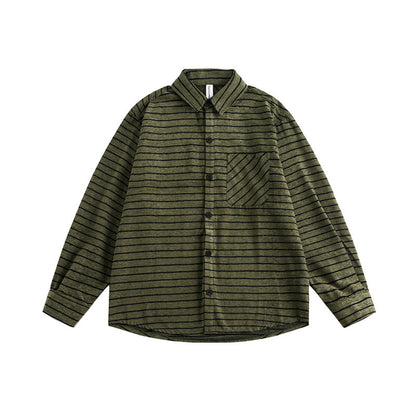 Workwear striped long sleeved shirt for casual men and women