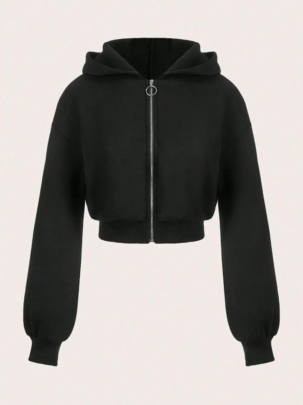 Zip Up Long Sleeve Cropped Hoodie
