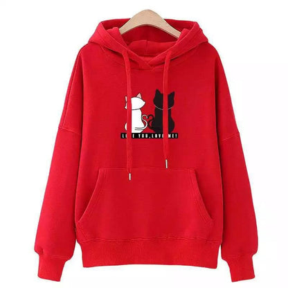 Streetwear Hoodies Women Sweatshirt Autumn Long Sleeve Hoodies Harajuku Hoodie Cute Cat Print Sweatshirt for Women