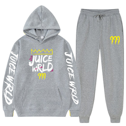 New rapper hoodie set, loose fitting men's and women's hooded hoodie+sweatpants