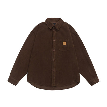 Simple solid color top men's lapel shirt