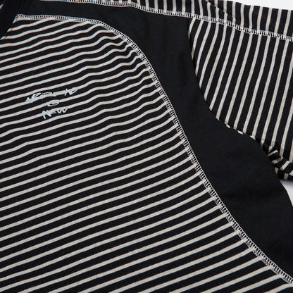 Spliced Deconstructed Color-Blocked Striped Short-Sleeved T-Shirt Men's Loose Street Trend Casual Round Neck Half-Sleeve Top